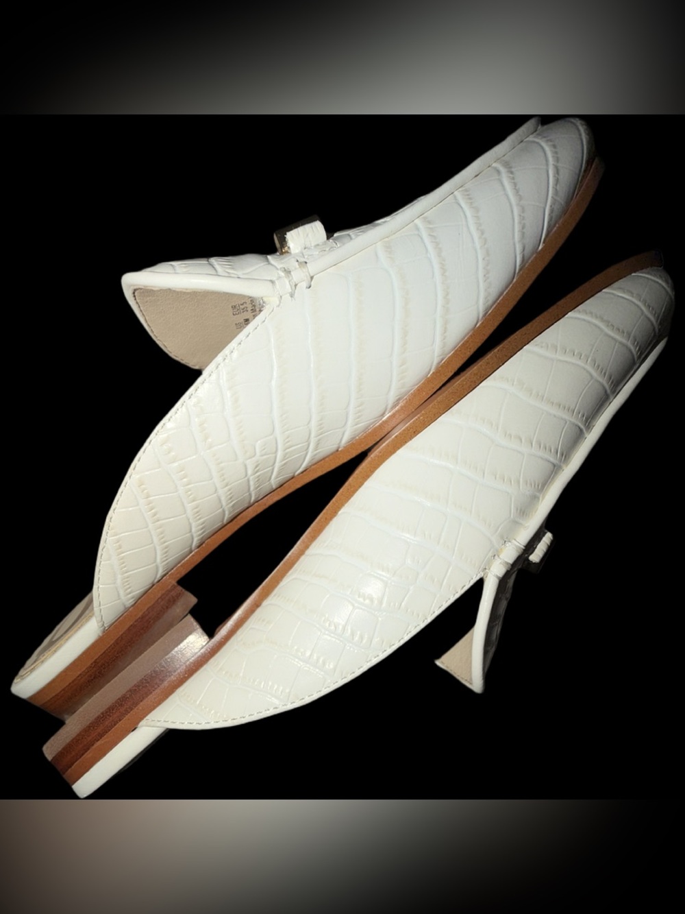 Sam Edelman Laurna White Crocodile Embossed Finish Mules Women’s Size 5.5 NWT - Picture 5 of 10